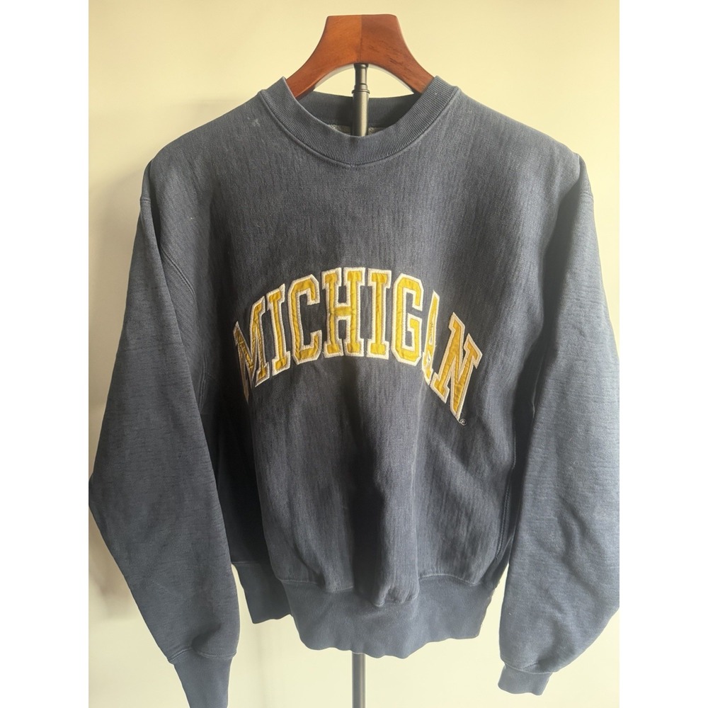 Steve Barrys Michigan Wolverines Crewneck Sweatshirt Blue Mens Size Small Y2K